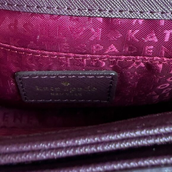 KATE SPADE SAFFIANO LEATHER FOLD OVER SMALL MESSENGER CROSSBODY BAG Preppy Plum - Picture 12 of 14